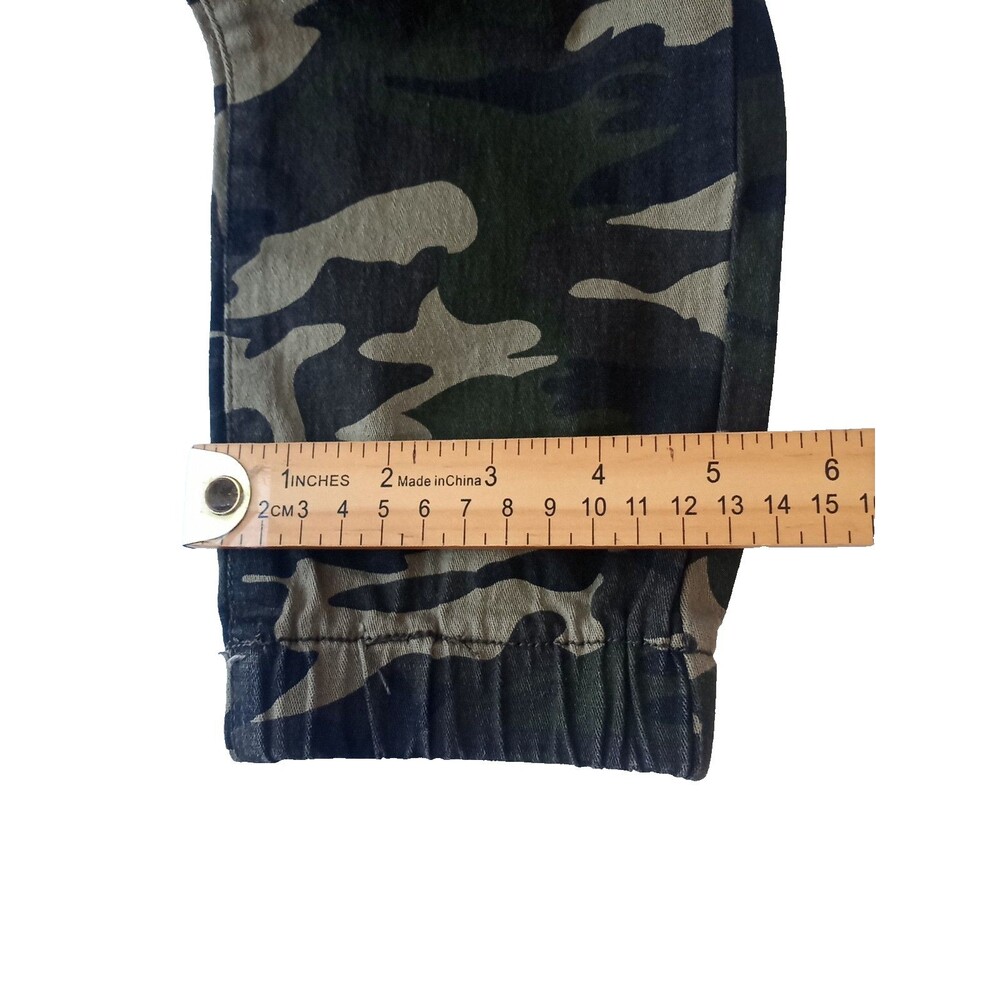 SONG Denim Camo Jogger Pants High Rise Elastic & Drawstring Sz 7/28 Cotton - Picture 16 of 16
